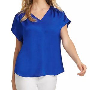 DKNY Dolman-Sleeve V-Neck Top - Blue (Like New)